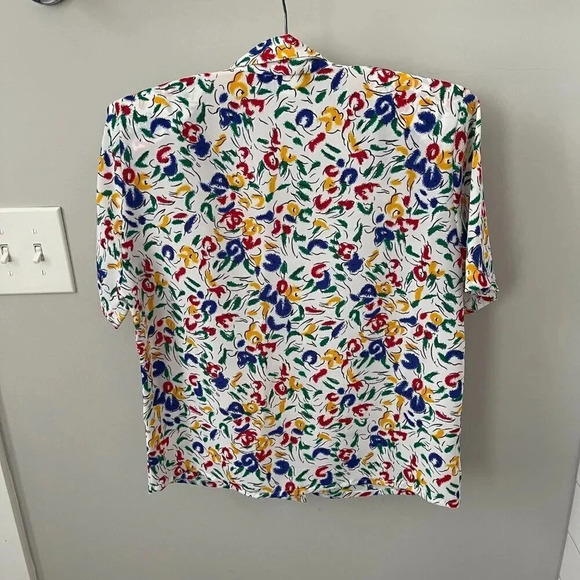 Vintage: Petite Impressions 90s Colorful White Floral Button Up - Size 4 - Picture 10 of 16